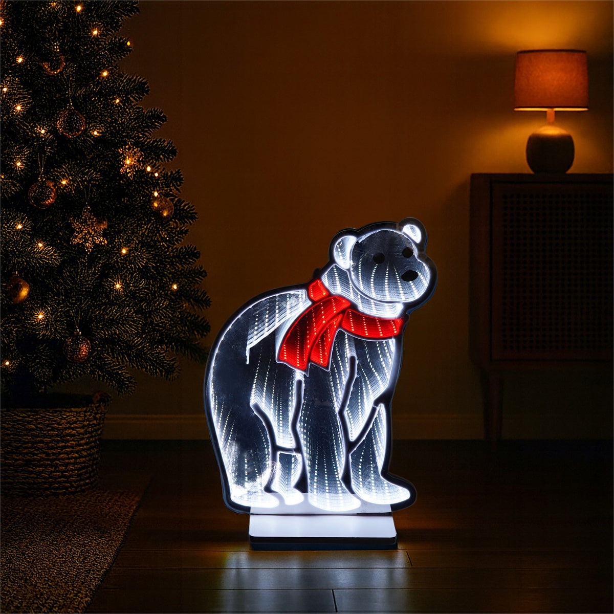 Xmas Haus Polar Bear LED Infinity Christmas Decoration – 180 LEDs, 42cm High, Indoor Festive Light_Indoor Christmas Decorations