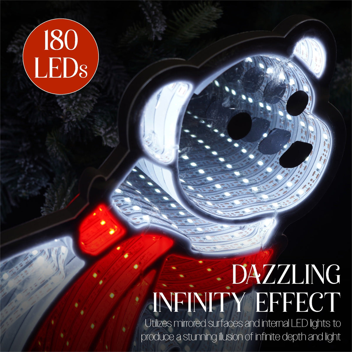 Xmas Haus Polar Bear LED Infinity Christmas Decoration – 180 LEDs, 42cm High, Indoor Festive Light_Indoor Christmas Decorations
