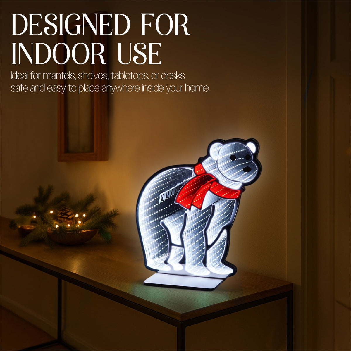 Xmas Haus Polar Bear LED Infinity Christmas Decoration – 180 LEDs, 42cm High, Indoor Festive Light_Indoor Christmas Decorations