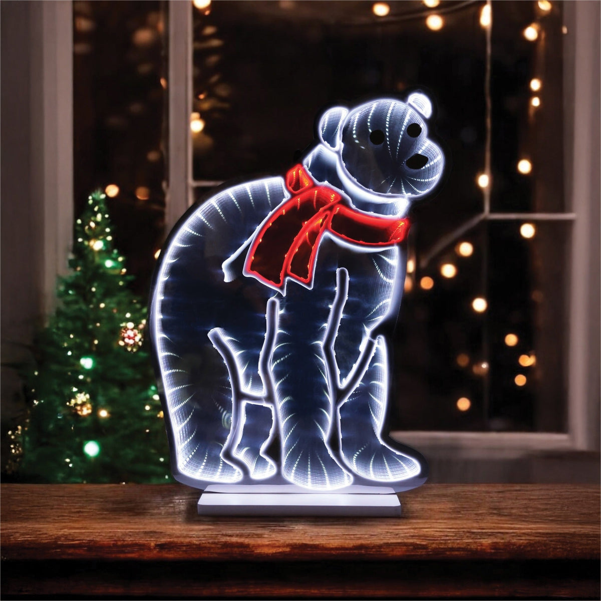 Xmas Haus Polar Bear LED Infinity Christmas Decoration – 180 LEDs, 42cm High, Indoor Festive Light_Indoor Christmas Decorations