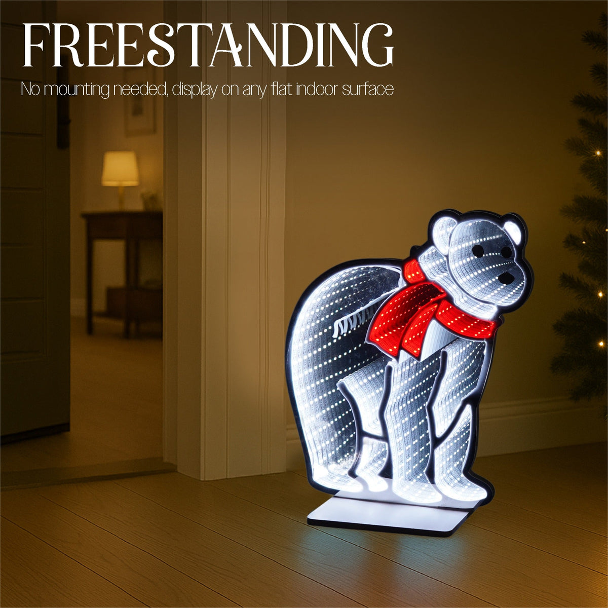 Xmas Haus Polar Bear LED Infinity Christmas Decoration – 180 LEDs, 42cm High, Indoor Festive Light_Indoor Christmas Decorations