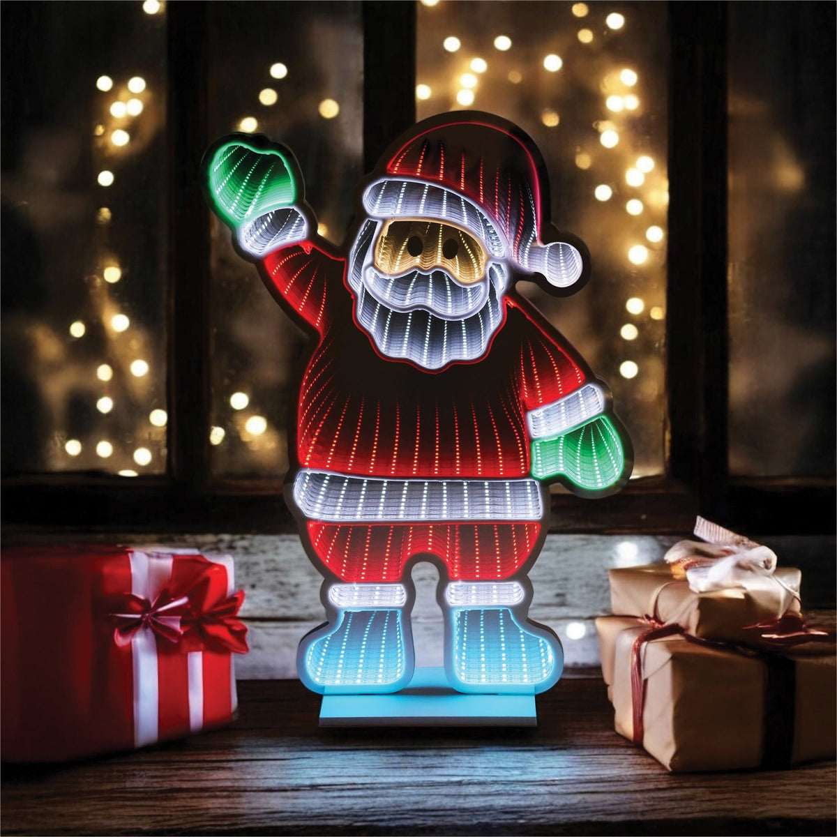 Xmas Haus LED Infinity Indoor Christmas Decoration - Waving Santa_Indoor Christmas Decorations