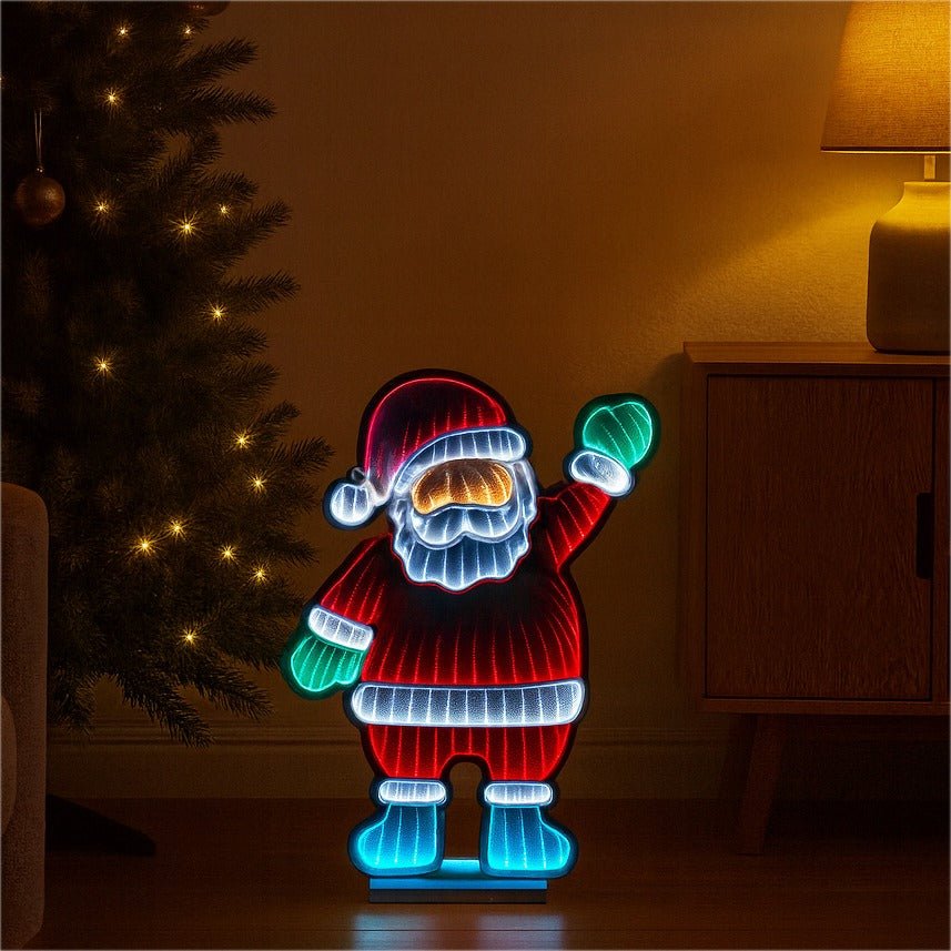 Xmas Haus LED Infinity Indoor Christmas Decoration - Waving Santa_Indoor Christmas Decorations
