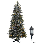 Winter Wonderland Snow Flocked Pine Pop-Up Christmas Tree – Pre-Lit with Warm White LEDs for Effortless Indoor Festive Décor_Artificial Christmas Trees
