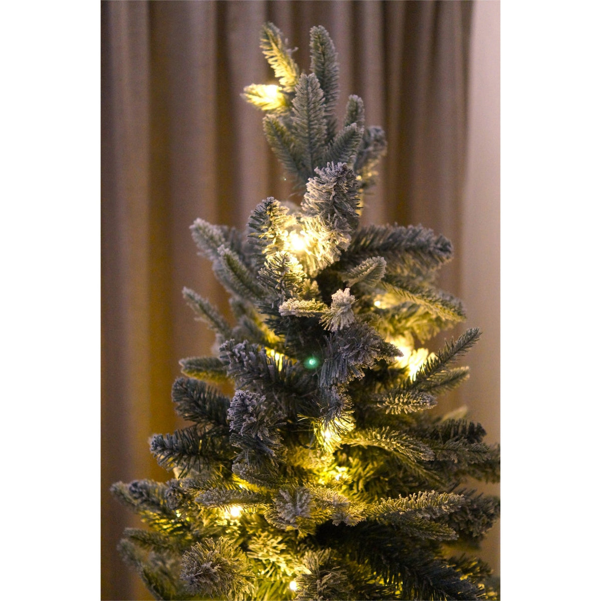 Winter Wonderland Snow Flocked Pine Pop-Up Christmas Tree – Pre-Lit with Warm White LEDs for Effortless Indoor Festive Décor_Artificial Christmas Trees