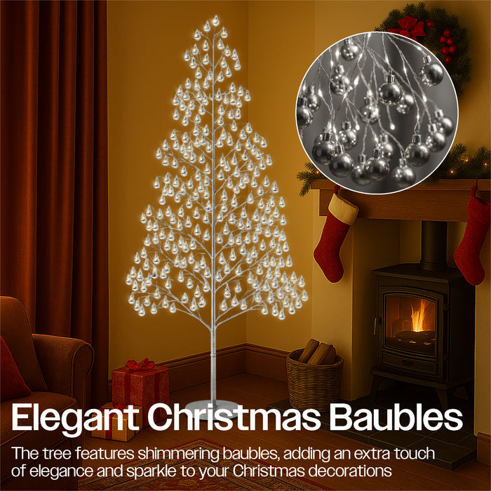 Xmas Haus Indoor/Outdoor Silver Copper Wire Christmas Tree Silver Balls