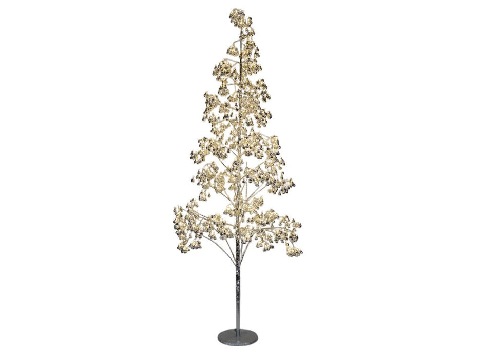 Xmas Haus Outdoor Copper Wire Christmas Tree w/ Silver Balls - Warm White Micro LEDS_Artificial Christmas Trees