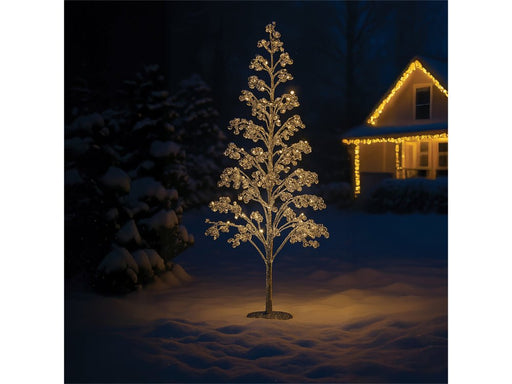 Xmas Haus Outdoor Copper Wire Christmas Tree w/ Silver Balls - Warm White Micro LEDS_Artificial Christmas Trees