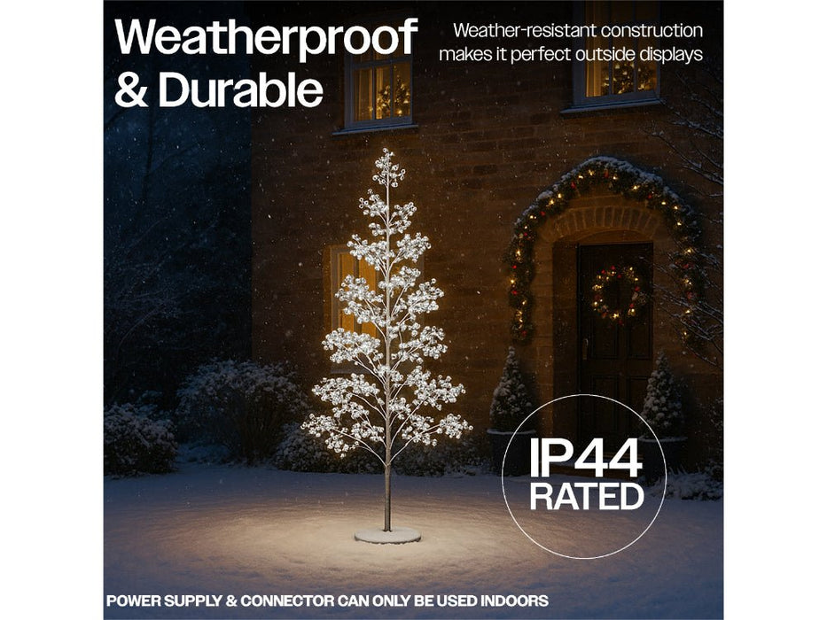 Xmas Haus Outdoor Copper Wire Christmas Tree w/ Silver Balls - Warm White Micro LEDS_Artificial Christmas Trees