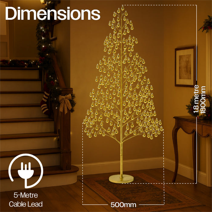 Xmas Haus Indoor/Outdoor Gold Copper Wire Christmas Tree Gold Balls