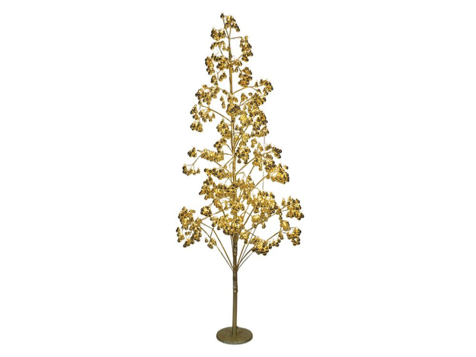 Xmas Haus Outdoor Copper Wire Christmas Tree w/ Gold Balls - Warm White Micro LEDS_Artificial Christmas Trees