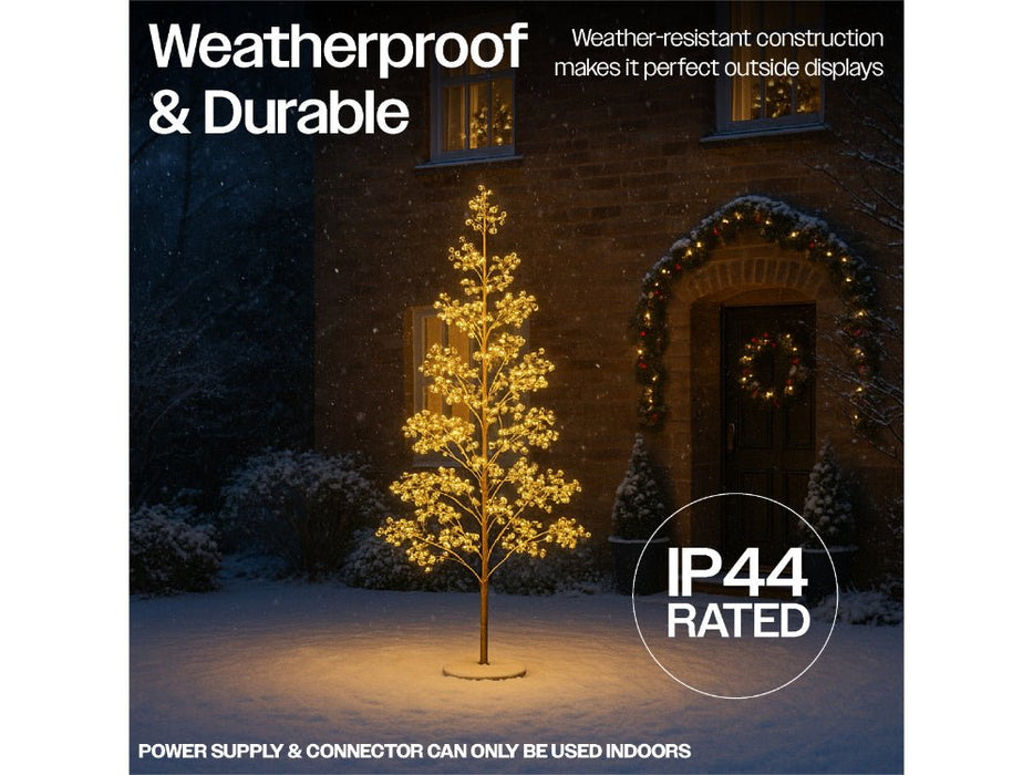 Xmas Haus Outdoor Copper Wire Christmas Tree w/ Gold Balls - Warm White Micro LEDS_Artificial Christmas Trees