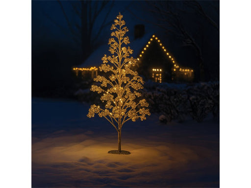 Xmas Haus Outdoor Copper Wire Christmas Tree w/ Gold Balls - Warm White Micro LEDS_Artificial Christmas Trees