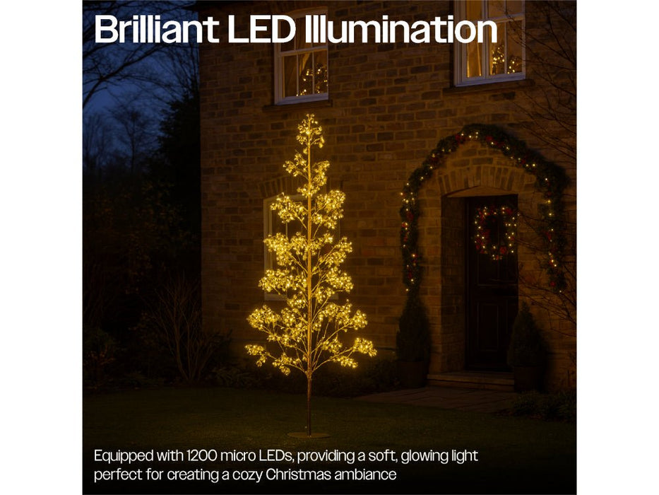 Xmas Haus Outdoor Copper Wire Christmas Tree w/ Gold Balls - Warm White Micro LEDS_Artificial Christmas Trees