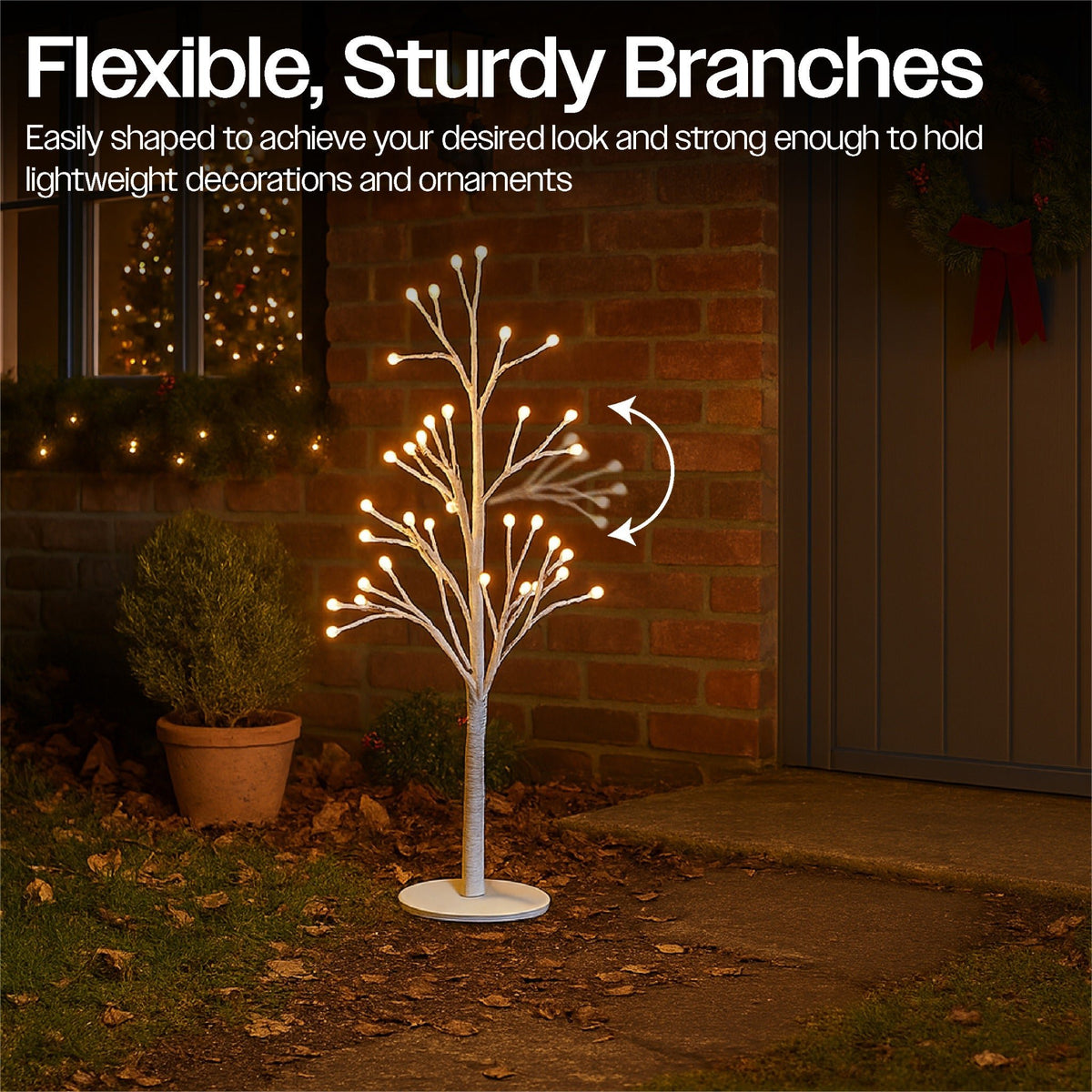 Xmas Haus Pre-Lit Birch-Style LED Tree – 60cm–1.8m, 48–200 LEDs, 8 White Light Modes, Indoor & Outdoor Festive Decoration_Artificial Christmas Trees
