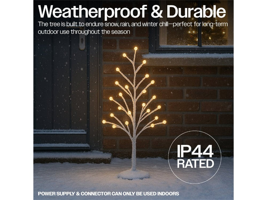 Xmas Haus Pre - Lit Birch - Style Tree with Warm White and White Ball Diffuser LEDs & 8 Lighting Modes Available in 5 Sizes_Artificial Christmas Trees