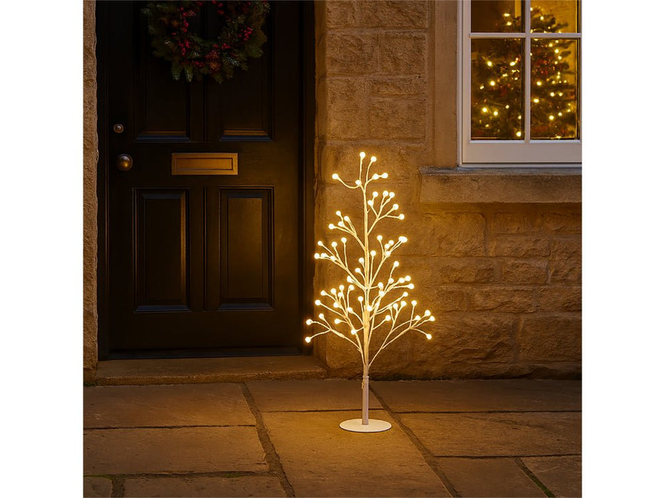 Xmas Haus Pre - Lit Birch - Style Tree with Warm White and White Ball Diffuser LEDs & 8 Lighting Modes Available in 5 Sizes_Artificial Christmas Trees