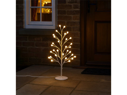 Xmas Haus Pre - Lit Birch - Style Tree with Warm White and White Ball Diffuser LEDs & 8 Lighting Modes Available in 5 Sizes_Artificial Christmas Trees