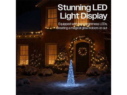 Xmas Haus Cone - Shaped Tree Silver w/ White LEDS_Artificial Christmas Trees