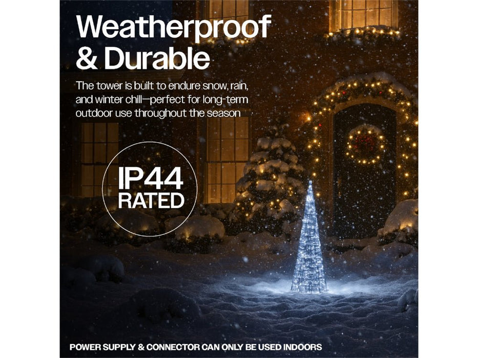 Xmas Haus Cone - Shaped Tree Silver w/ White LEDS_Artificial Christmas Trees