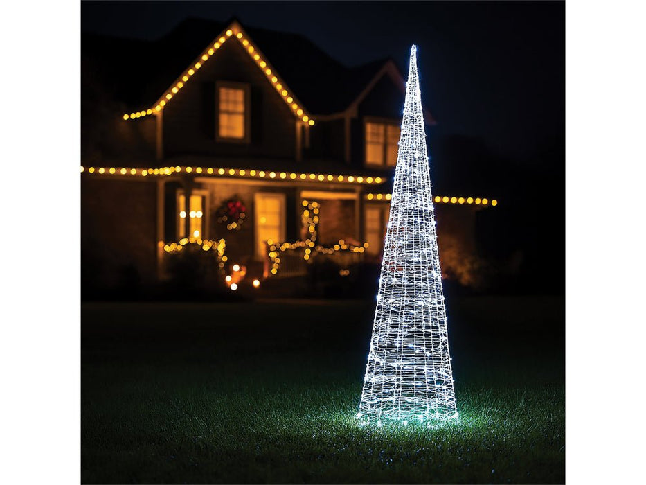 Xmas Haus Cone - Shaped Tree Silver w/ White LEDS_Artificial Christmas Trees