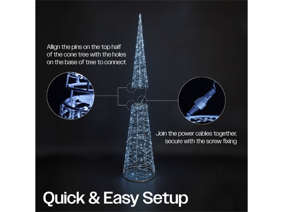 Xmas Haus Cone - Shaped Tree Silver w/ White LEDS_Artificial Christmas Trees