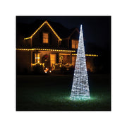 Xmas Haus Cone-Shaped LED Tree – Silver Metal, 90–150cm with 250–350 Bright White Micro LEDs for Outdoor Festive Decoration_Artificial Christmas Trees