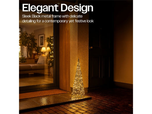 Xmas Haus Pyramid - Shaped Tree - Black Frame w/ White LEDS_Artificial Christmas Trees