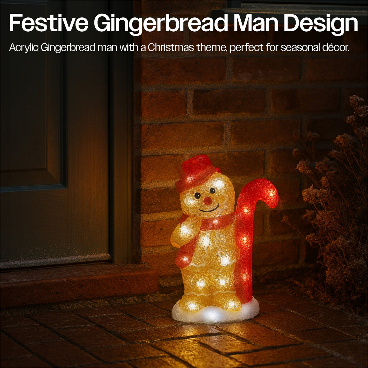Xmas Haus Christmas Acrylic Gingerbread Man or Lady – 30cm High with 30 Warm White LEDs, Festive indoor or Outdoor Decoration_Christmas Figure