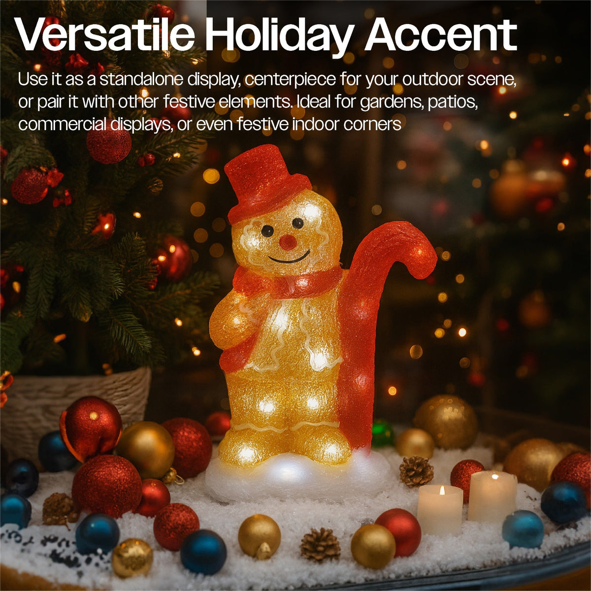 Xmas Haus Christmas Acrylic Gingerbread Man or Lady – 30cm High with 30 Warm White LEDs, Festive indoor or Outdoor Decoration_Christmas Figure
