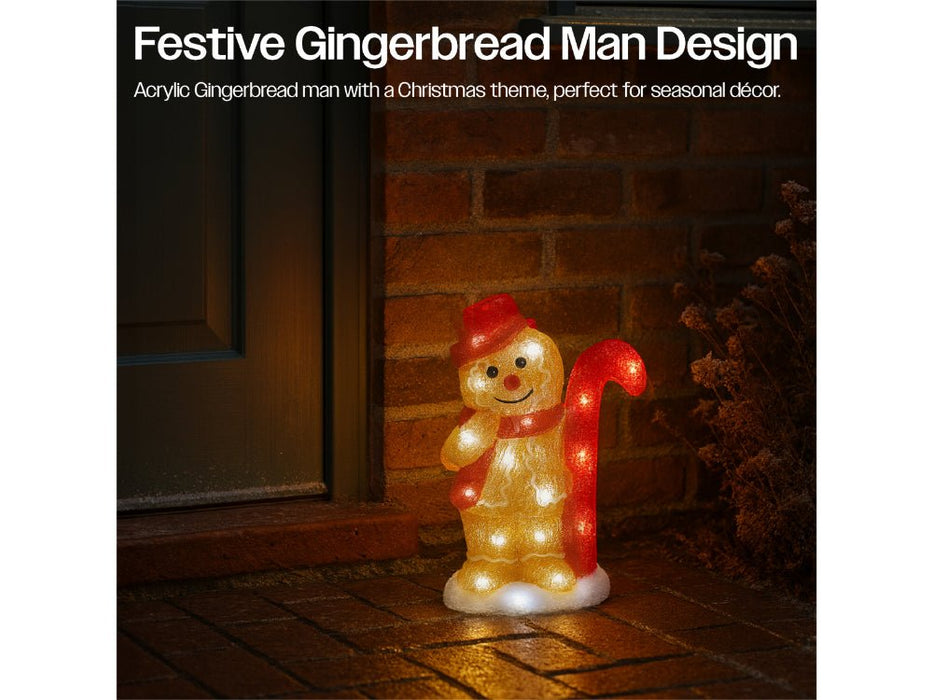Xmas Haus Christmas Acrylic Gingerbread Man or Lady - 30CM - 30 Warm White LEDS_Christmas Figure