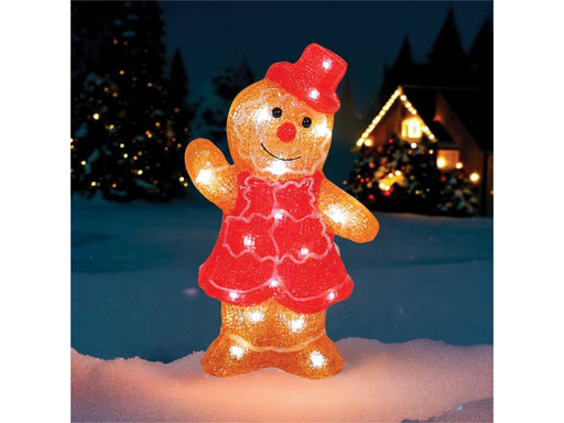 Xmas Haus Christmas Acrylic Gingerbread Man or Lady - 30CM - 30 Warm White LEDS_Christmas Figure
