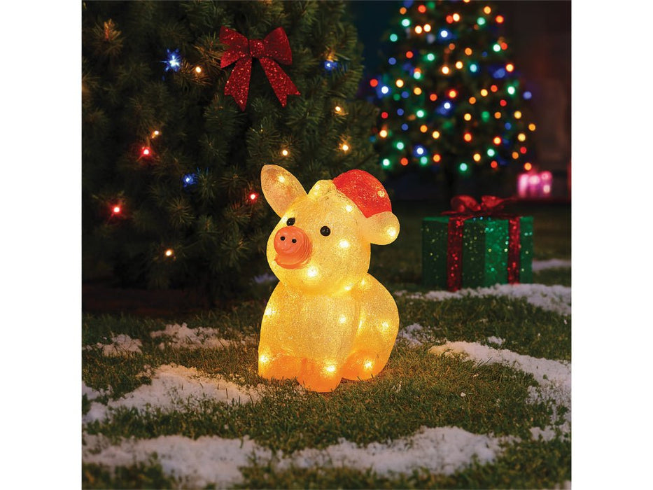Xmas Haus Christmas Acrylic Pig - 27CM High - 30 Warm White LEDS_Christmas Figure