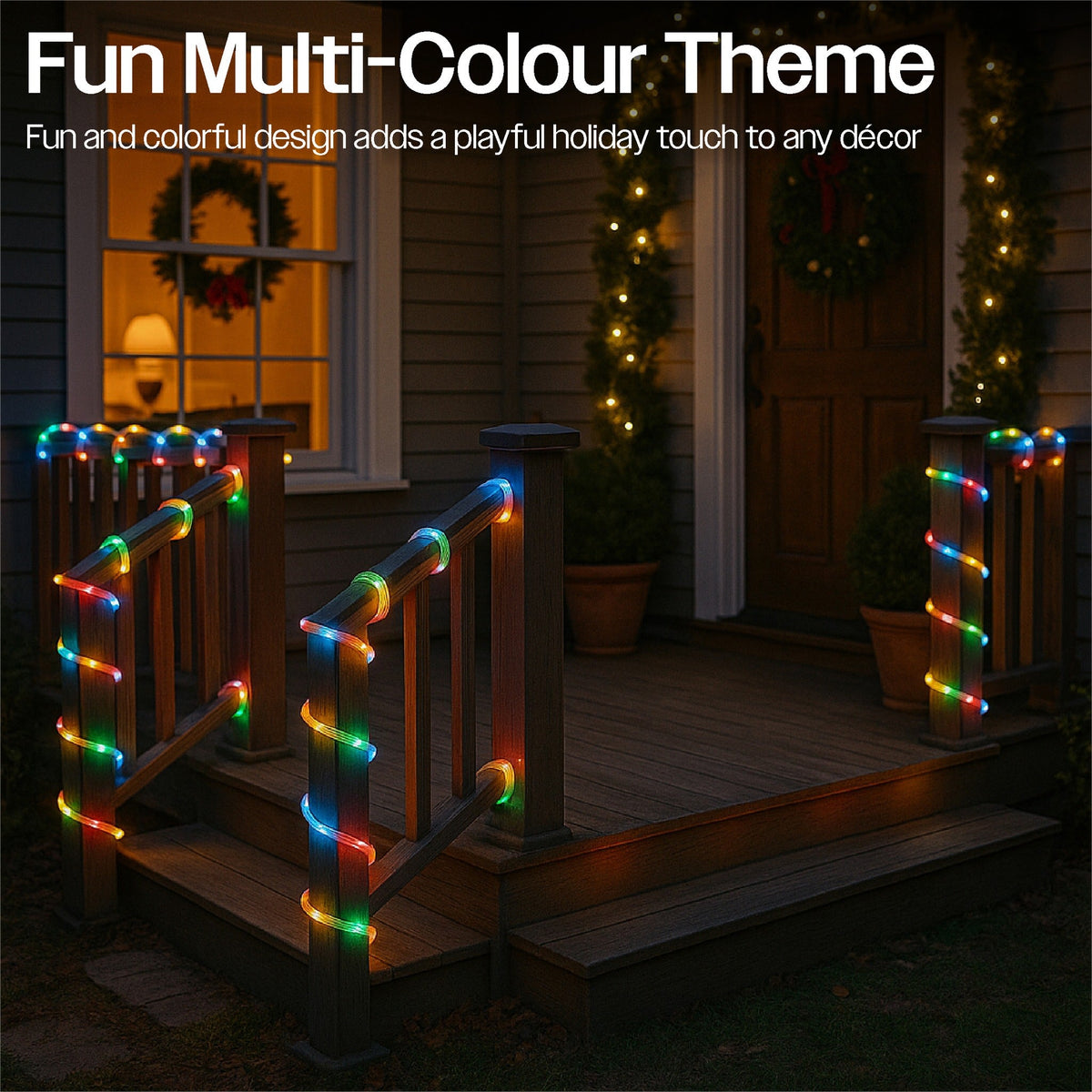Xmas Haus 10M Multi-Colour Festive Christmas Rope Light Battery Operated_Christmas Lights