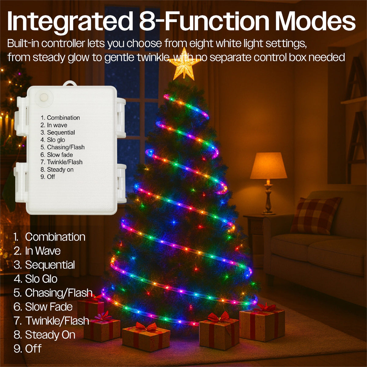 Xmas Haus 10M Multi-Colour Festive Christmas Rope Light Battery Operated_Christmas Lights