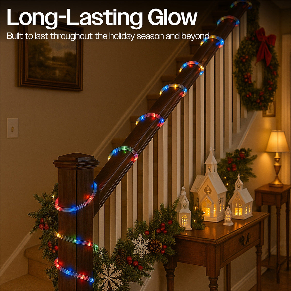 Xmas Haus 10M Multi-Colour Festive Christmas Rope Light Battery Operated_Christmas Lights