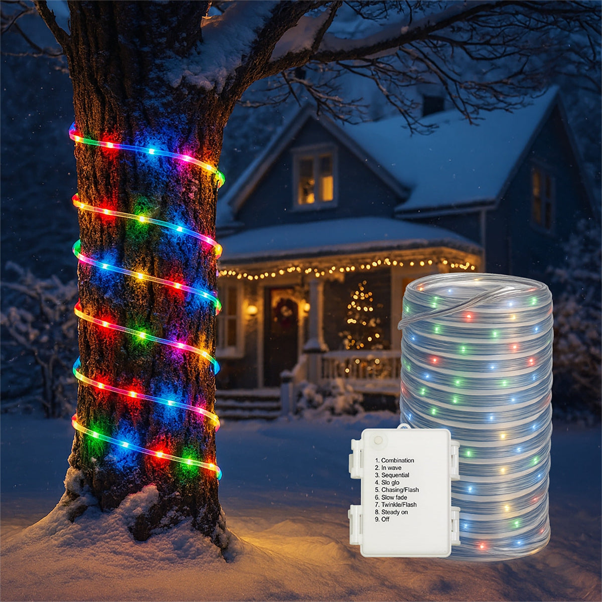 Xmas Haus 10M Multi-Colour Festive Christmas Rope Light Battery Operated_Christmas Lights