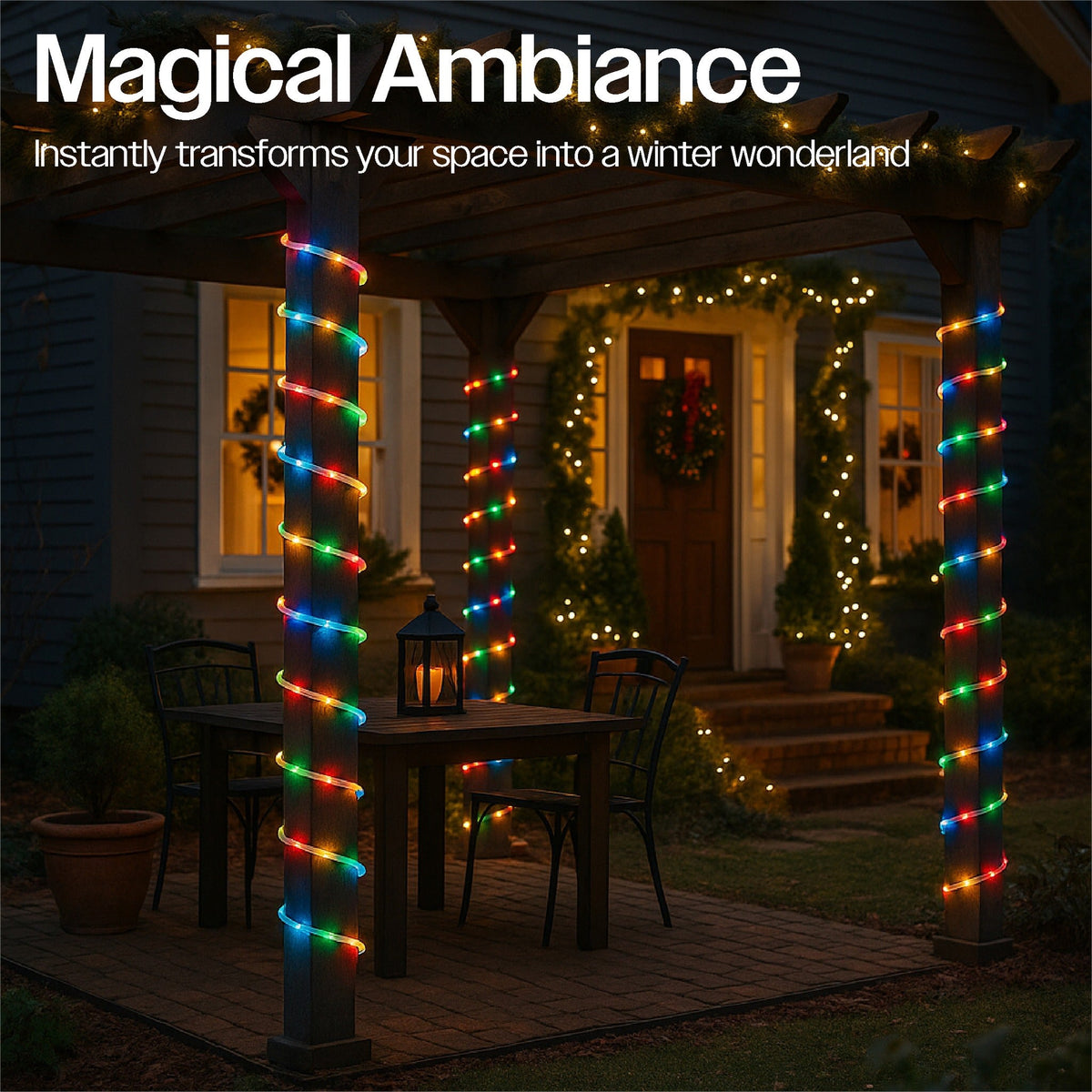 Xmas Haus 10M Multi-Colour Festive Christmas Rope Light Battery Operated_Christmas Lights