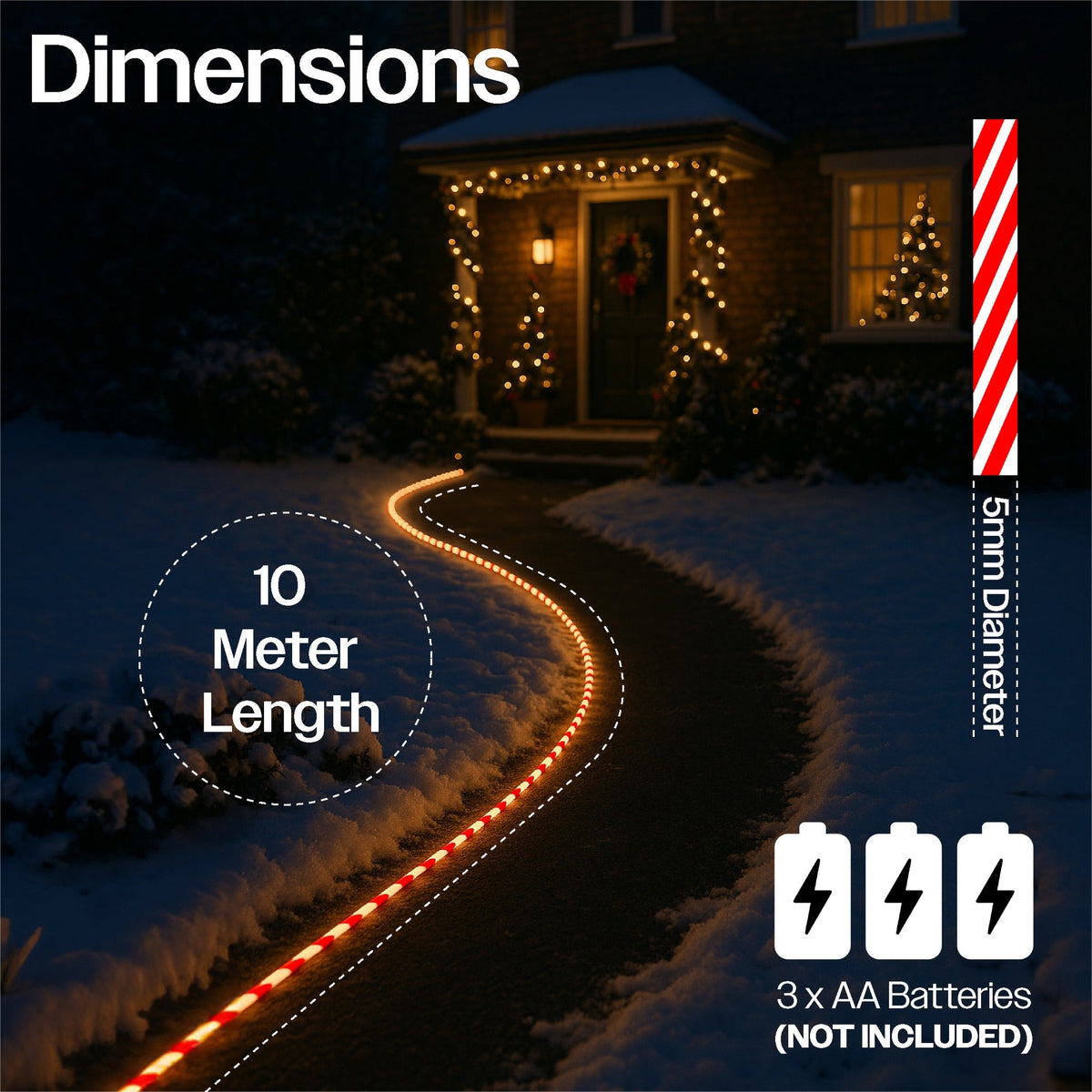 Xmas Haus 10M Festive Christmas Candy Tube Light_Christmas Lights