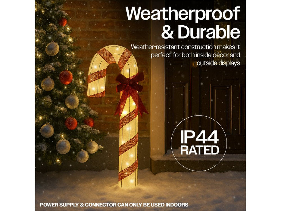 Xmas Haus Christmas Outdoor Fabric Candy Cane Light - Warm White LEDS - 2 Sizes Available_Christmas Figure
