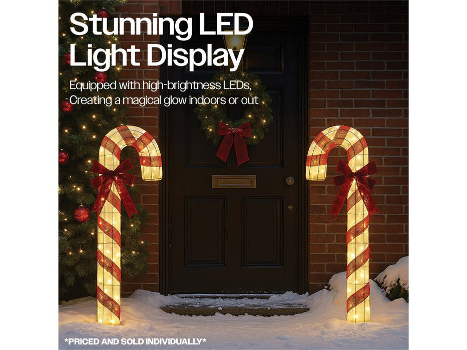 Xmas Haus Christmas Outdoor Fabric Candy Cane Light - Warm White LEDS - 2 Sizes Available_Christmas Figure