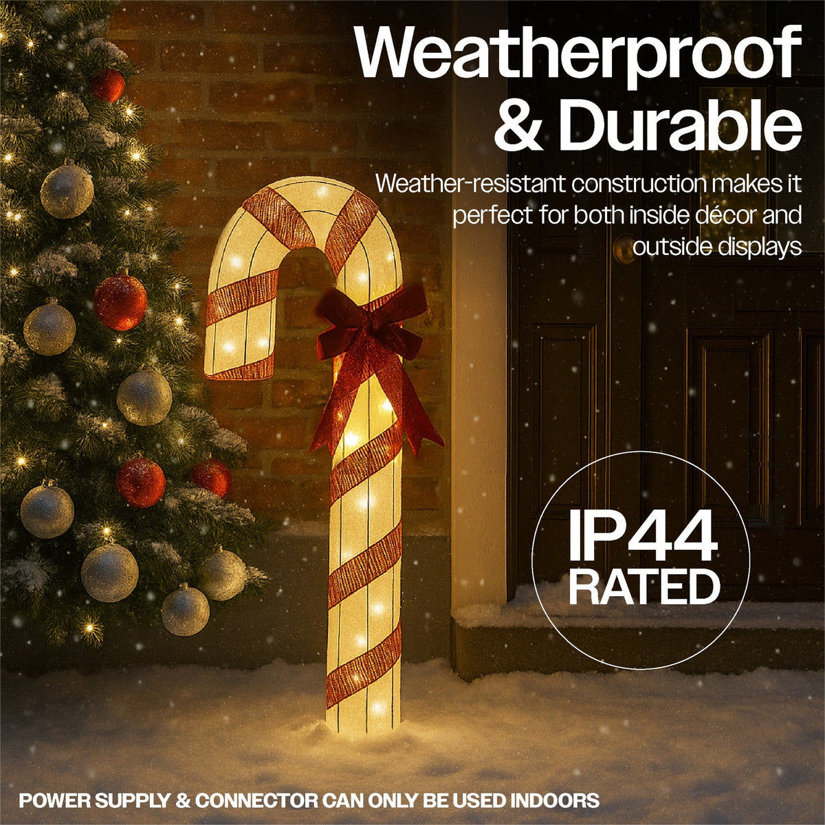 Xmas Haus Outdoor Fabric Candy Cane Light – Warm White LEDs, Available in 2 Sizes for Festive Decoration_Christmas Figure