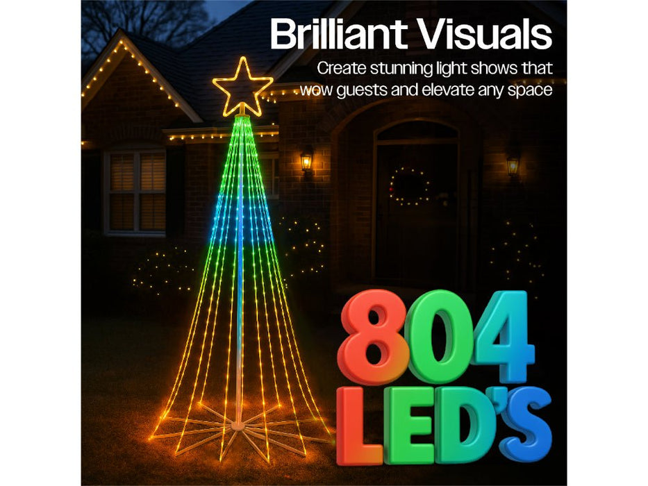 Xmas Haus Cone Tree RGB APP Control 2.4 M - 18 Strings - 804 LEDS_Artificial Christmas Trees