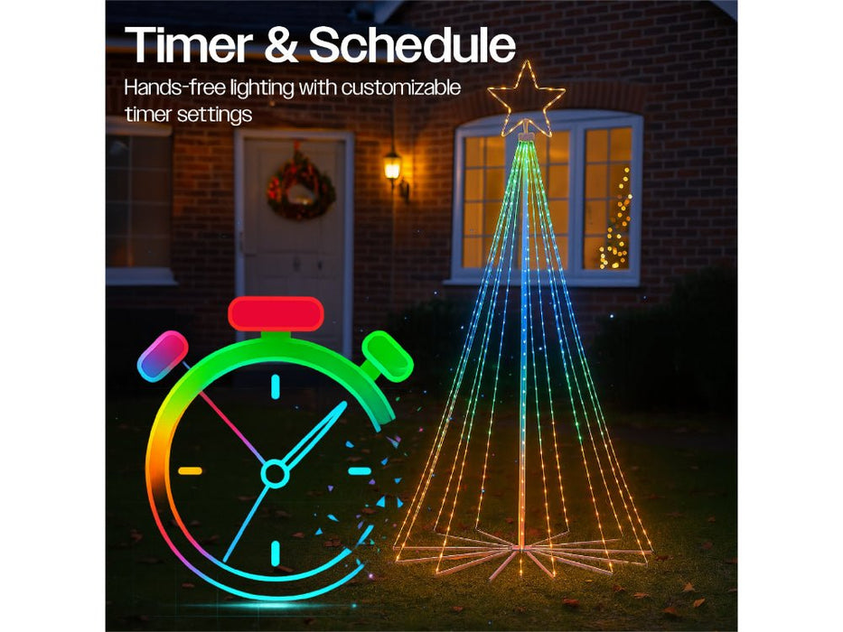 Xmas Haus Cone Tree RGB APP Control 2.4 M - 18 Strings - 804 LEDS_Artificial Christmas Trees