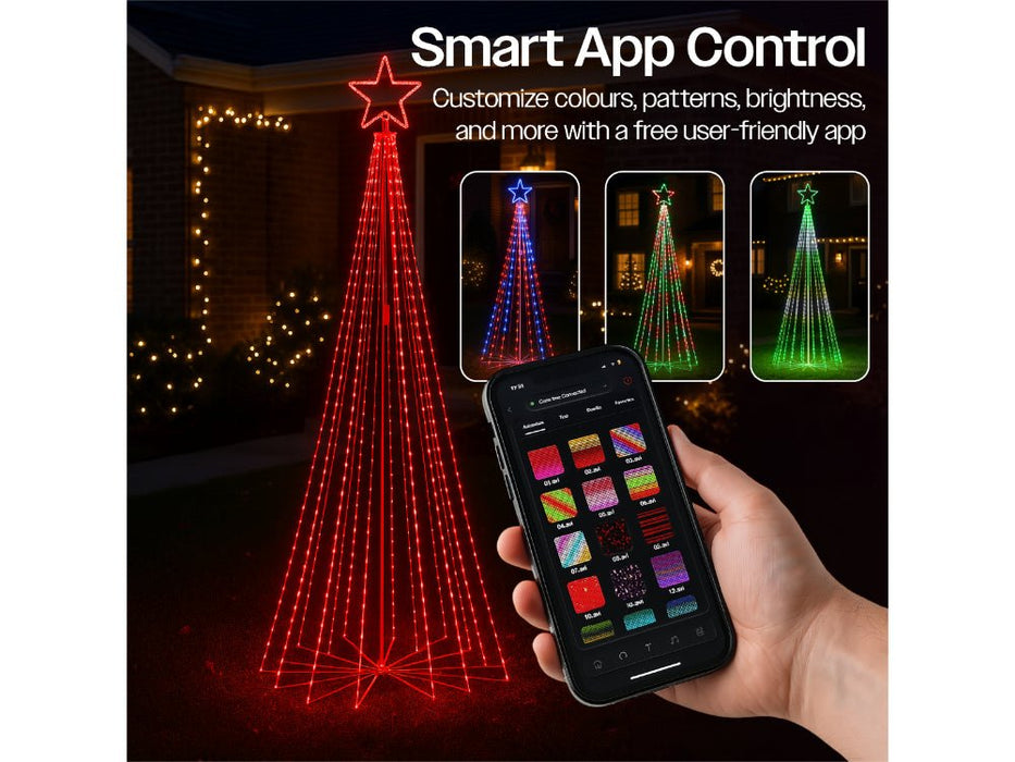 Xmas Haus Cone Tree RGB APP Control 2.4 M - 18 Strings - 804 LEDS_Artificial Christmas Trees