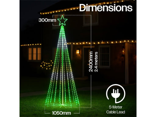 Xmas Haus Cone Tree RGB APP Control 2.4 M - 18 Strings - 804 LEDS_Artificial Christmas Trees