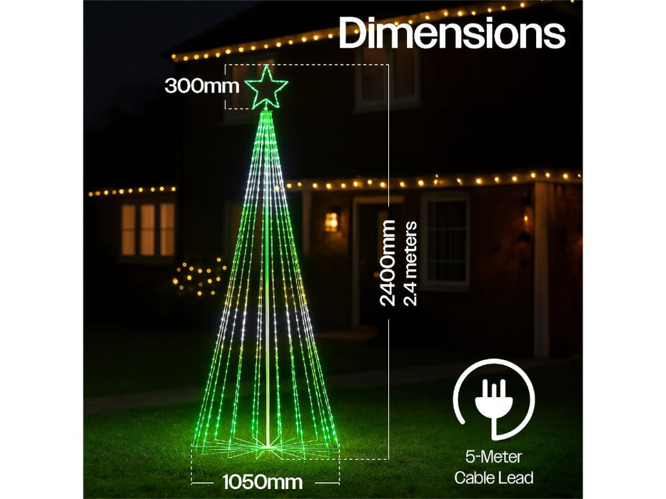 Xmas Haus Cone Tree RGB APP Control 2.4 M - 18 Strings - 804 LEDS_Artificial Christmas Trees