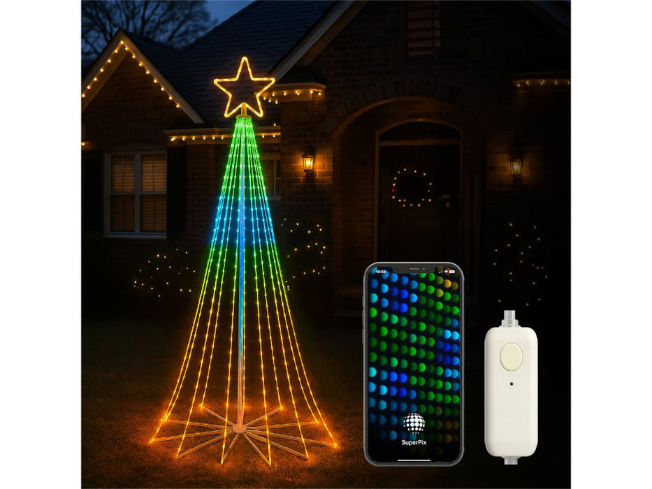 Xmas Haus Cone Tree RGB APP Control 2.4 M - 18 Strings - 804 LEDS_Artificial Christmas Trees