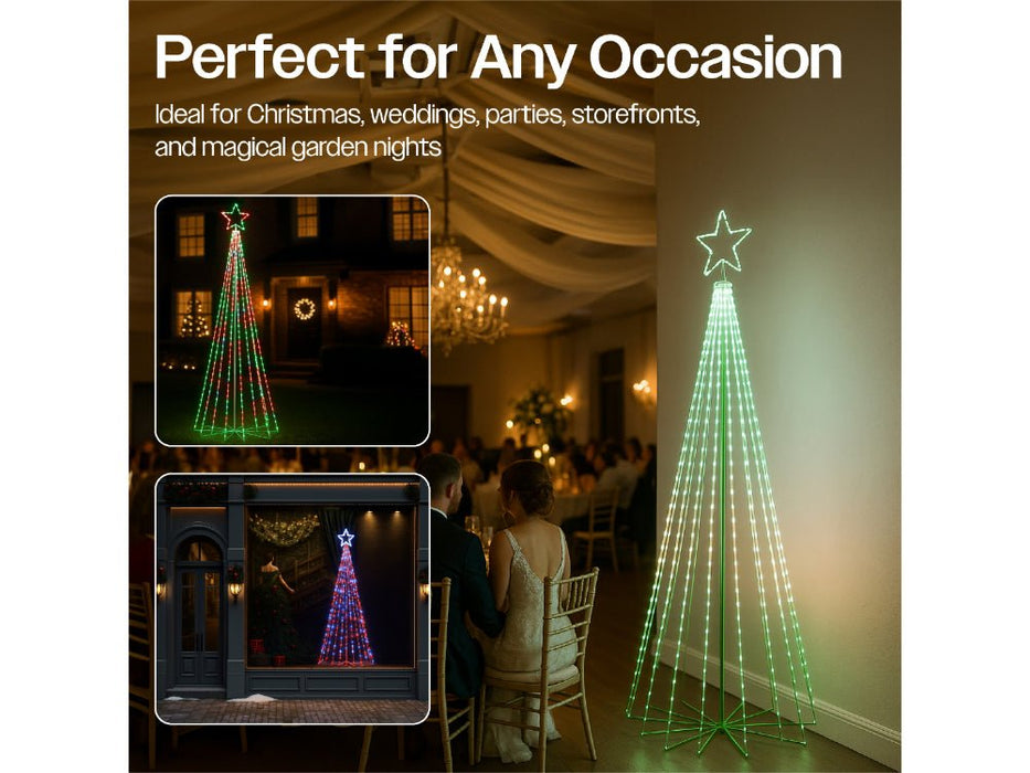 Xmas Haus Cone Tree RGB APP Control 2.4 M - 18 Strings - 804 LEDS_Artificial Christmas Trees