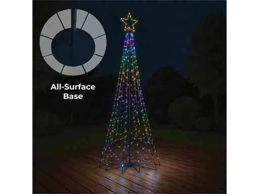 Xmas Haus Flagpole Tree 415 RGB LEDS, Hello Fairy APP Control or Handheld Remote_Artificial Christmas Trees